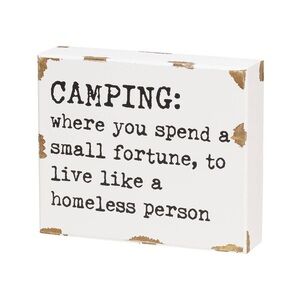 NWT: Distressed Chippy Camping Box Sign